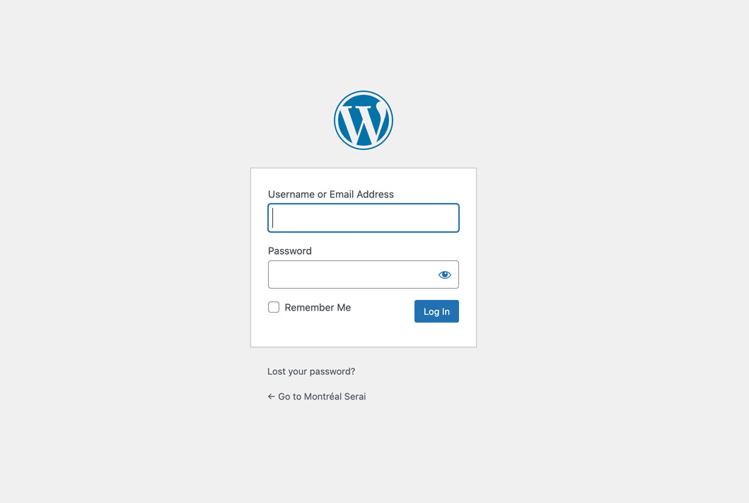 Wordpress login screen 