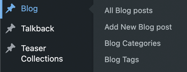 Blog menu