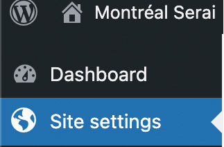 Site settings menu button